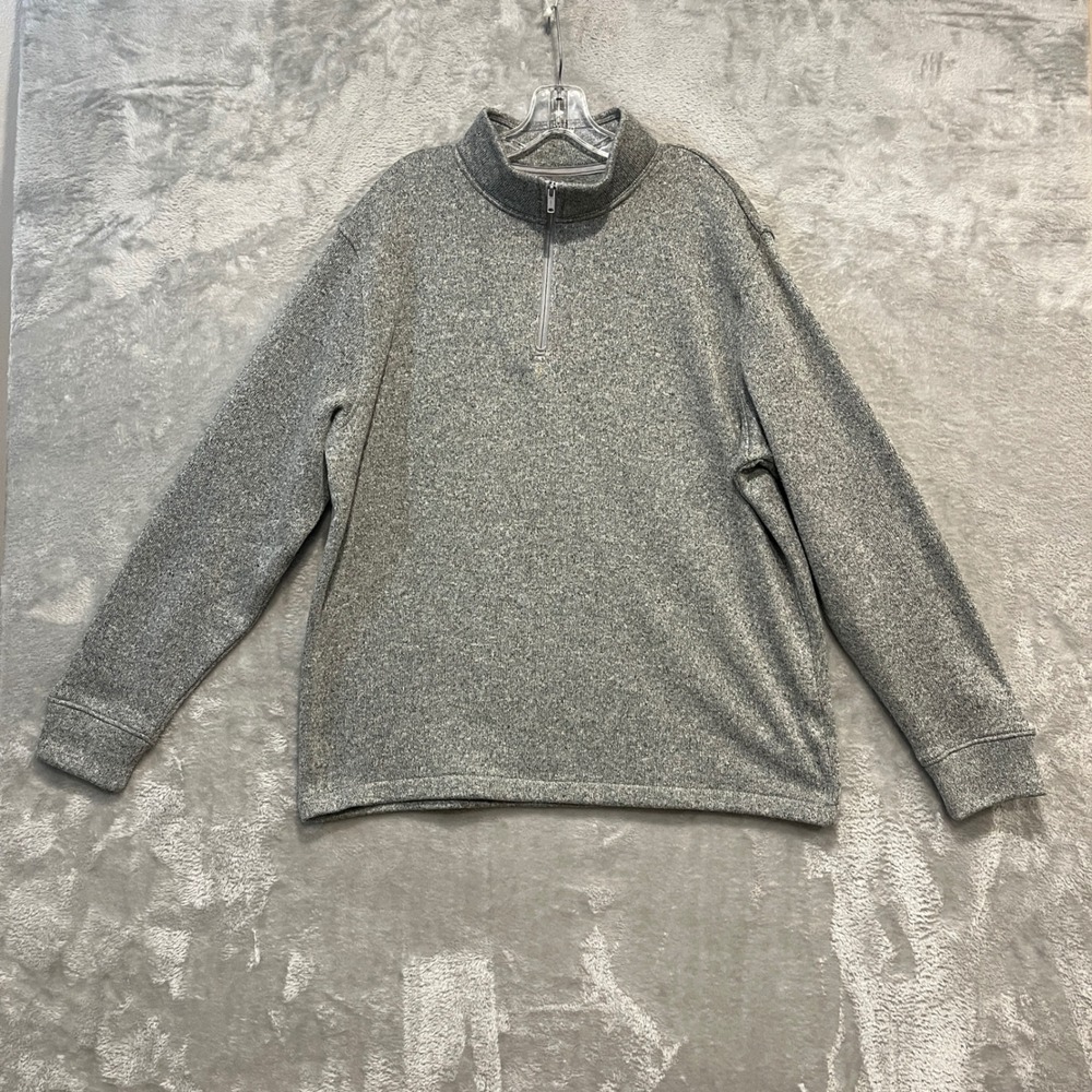 Old Navy Quarter Zip Pullover Men XL Gray Marled Fleece Knit Sweater